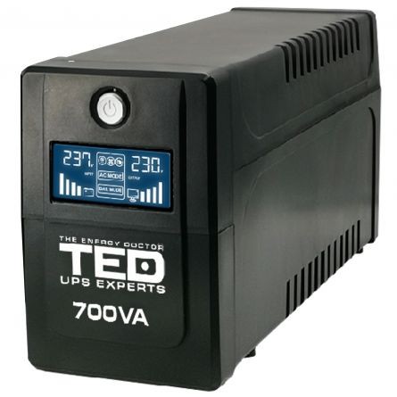 UPS 700VA/400W LCD Line Interactive AVR 2 schuko USB Management TED Electric TED003959 - imagine 4